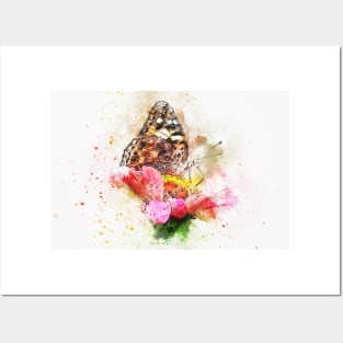 butterfly on flowers Posters and Art